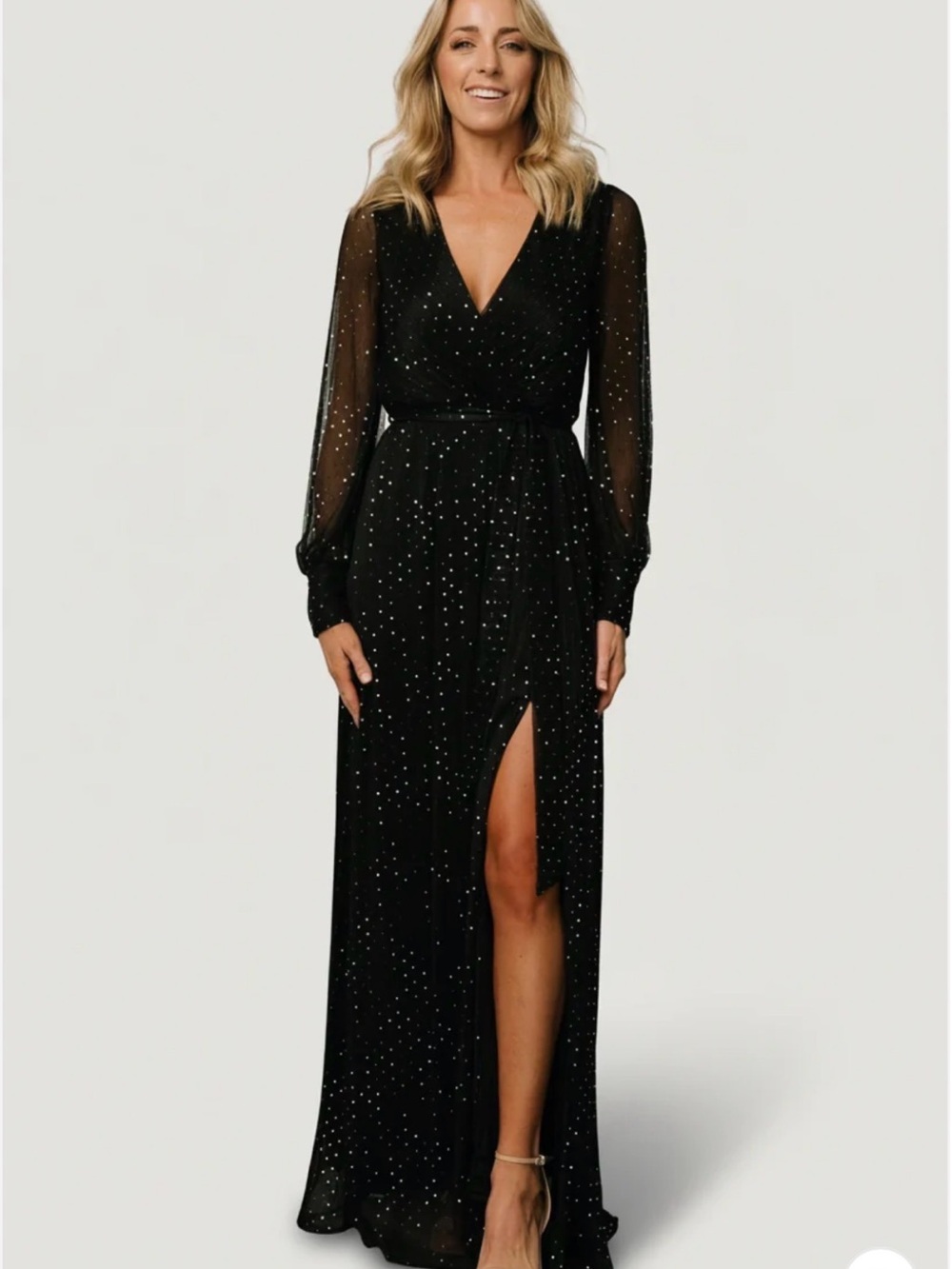 Baltic Born Black Sparkle V-Neck Maxi Dress